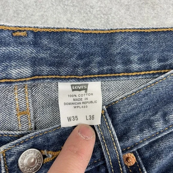 Vintage Levis 501 Jeans Mens 32x33 Blue Button Fly Denim Pants (Tag35x36) - Picture 9 of 16